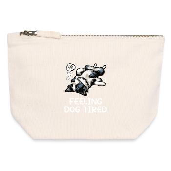 Propriétaire de Border Collie Collie fatigué - Pochette zippée en toile 12 x 13 cm - blanc naturel - Devant