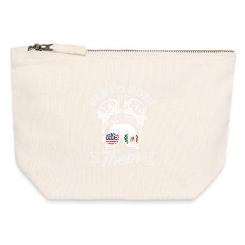 Fierté du Mexique & Maison Drapeau du Mexique - Pochette zippée en toile 12 x 13 cm - blanc naturel - Devant