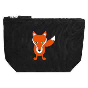 fuchs tier lustig - Canvas Reißverschluss-Täschchen (12 x 13 cm) - Schwarz - Vorne