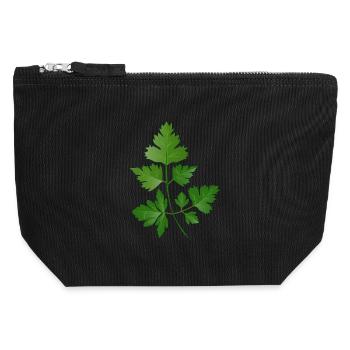 branche de persil dessiné à la main - Pochette zippée en toile 12 x 13 cm - noir - Devant