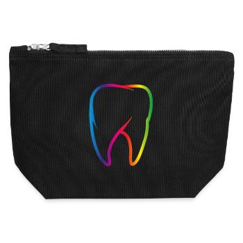 bright colorful rainbow tooth - Canvas Zip Pouch 12 x 13 cm - black - Front