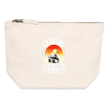 Camping Campen Camper - Pochette zippée en toile 12 x 13 cm - blanc naturel - Devant
