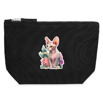 Sphynx Cat - Canvas Zip Pouch 12 x 13 cm - black - Front