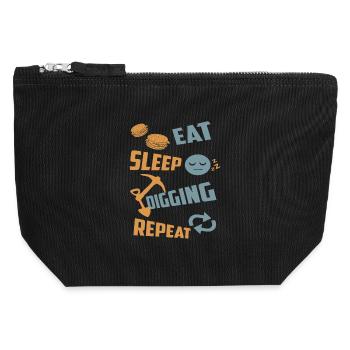 Eating, sleeping, digging, repeating - Canvas Zip Pouch 12 x 13 cm - black - Front
