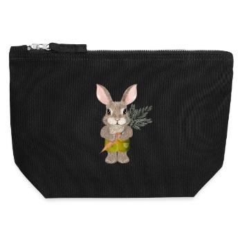 cute rabbit with carrot and shorts - Canvas Zip Pouch 12 x 13 cm - black - Front