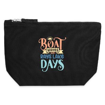 Boot Wellen Sonnenstrahlen See Tage - Canvas Reißverschluss-Täschchen (12 x 13 cm) - Schwarz - Vorne