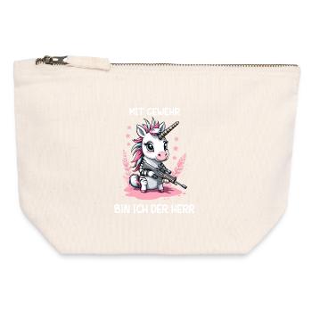Unicorn with hunting rifle - Canvas Zip Pouch 12 x 13 cm - nature - Front