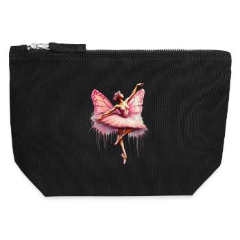 Ballerina mit Schmetterlingsflügeln, Schmetterlingen, Tutu - Canvas Reißverschluss-Täschchen (12 x 13 cm) - Schwarz - Vorne