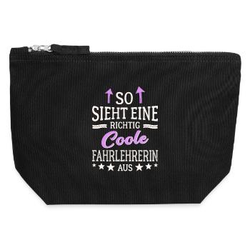 So sieht eine richtig coole Fahrlehrerin aus - Canvas Reißverschluss-Täschchen (12 x 13 cm) - Schwarz - Vorne