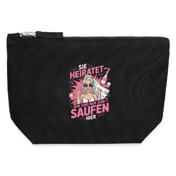 Funny German Hen Party Sie Heiratet Design - Canvas Reißverschluss-Täschchen (12 x 13 cm) - Schwarz - Vorne
