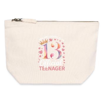 13th birthday teenager gift - Canvas Zip Pouch 12 x 13 cm - nature - Front