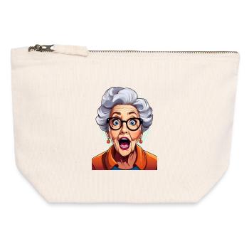 Grand-mère étonnée - Pochette zippée en toile 12 x 13 cm - blanc naturel - Devant