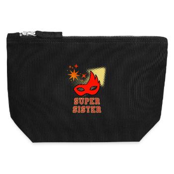 Super-Schwester - Canvas Reißverschluss-Täschchen (12 x 13 cm) - Schwarz - Vorne