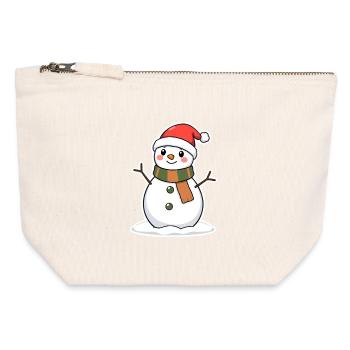 Bonhomme de neige - Pochette zippée en toile 12 x 13 cm - blanc naturel - Devant