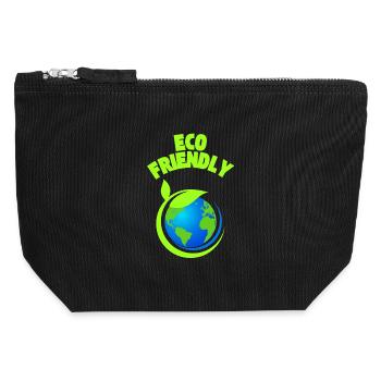Eco Leaf Earth Graphic - Canvas Zip Pouch 12 x 13 cm - black - Front