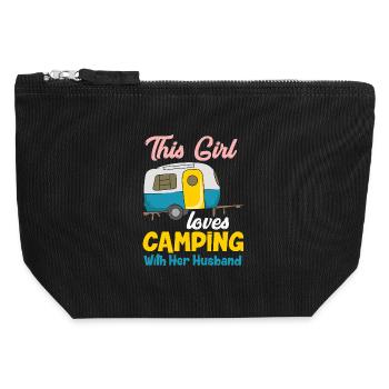 This Girl Loves Camping With Her Husband Design - Canvas Zip Pouch 12 x 13 cm - black - Front