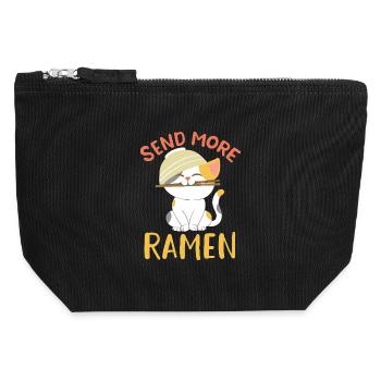 Envoyez plus de ramen Mignonne Art de nouilles Kawaii Chat - Pochette zippée en toile 12 x 13 cm - noir - Devant