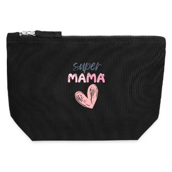 Super Mama - Heart Design - Pochette zippée en toile 12 x 13 cm - noir - Devant