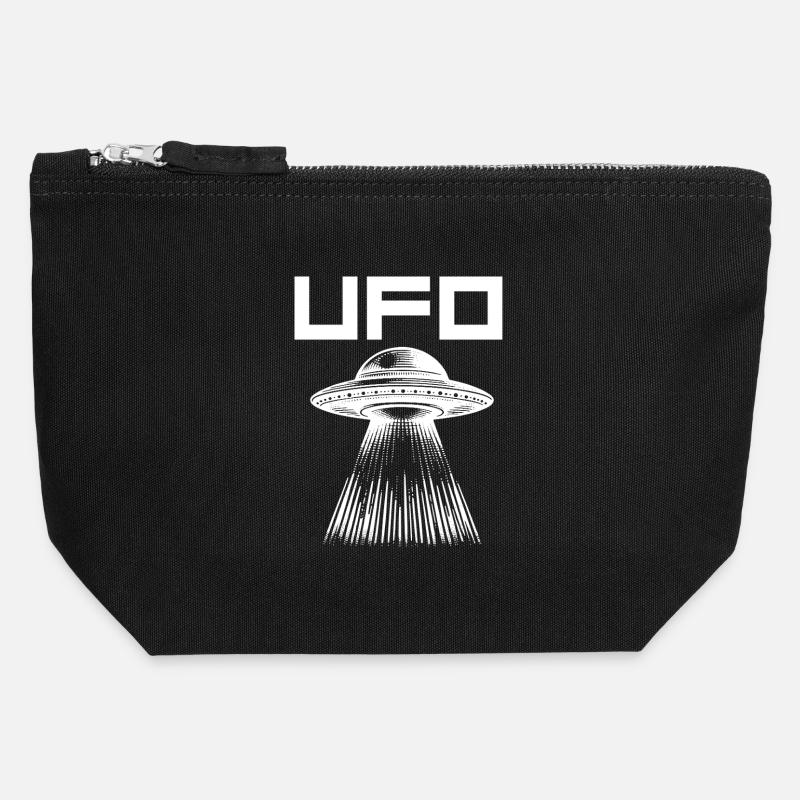 UFO Light Beam Pattern - Canvas Zip Pouch 12 x 13 cm - black