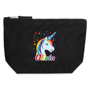 Unicorn Olivia Rainbow - Canvas Zip Pouch 12 x 13 cm - black - Front