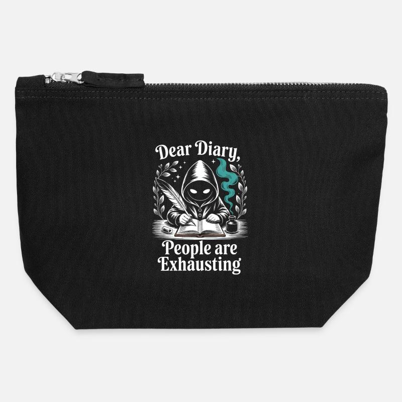 Dear Diary People Are Exhausting - Canvas Zip Pouch 12 x 13 cm - black
