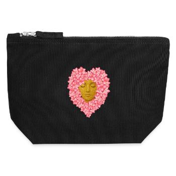Visage fleuri de femme / Illustration de fleurs féminines - Pochette zippée en toile 12 x 13 cm - noir - Devant