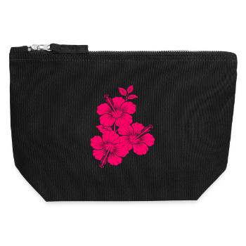 Fuchsiarosa Hibiskusblüten - Canvas Reißverschluss-Täschchen (12 x 13 cm) - Schwarz - Vorne