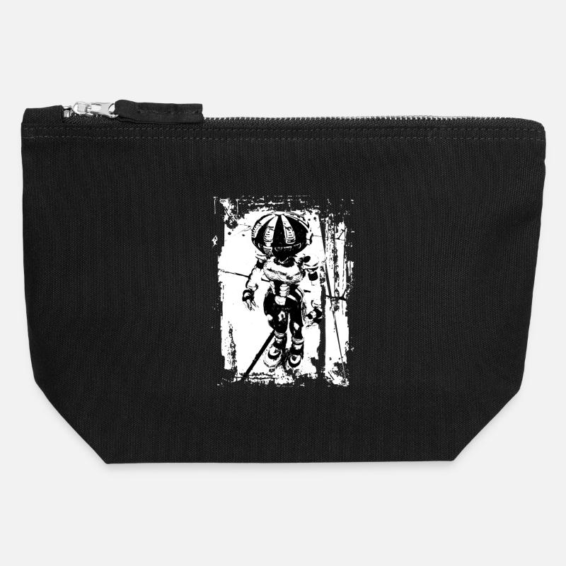Robot Whitestyle - Canvas Zip Pouch 12 x 13 cm - black