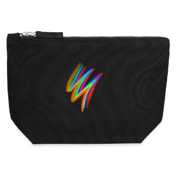 Neon Rainbow Brushstroke – Festival Streetwear - Canvas Zip Pouch 12 x 13 cm - black - Front