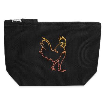 Hen cock illustration - Canvas Zip Pouch 12 x 13 cm - black - Front