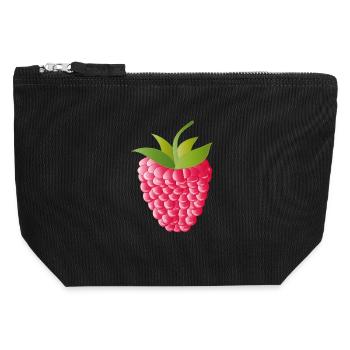 pink rote reife Himbeere - Canvas Reißverschluss-Täschchen (12 x 13 cm) - Schwarz - Vorne