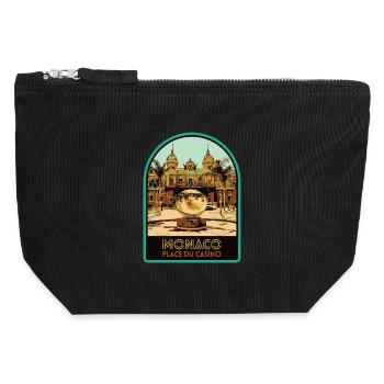 Illustration originale Casino Monaco Côte d'Azur - Pochette zippée en toile 12 x 13 cm - noir - Devant