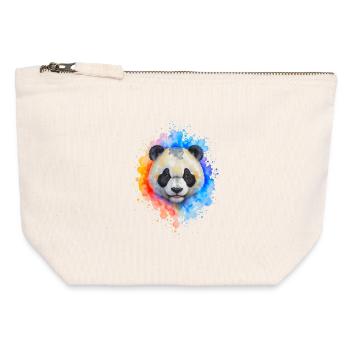 Wasserfarben Panda Splash - Canvas Reißverschluss-Täschchen (12 x 13 cm) - Naturweiß - Vorne