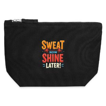 Transpirez maintenant, brillez plus tard ! Citation de motivation de salle de sport - Pochette zippée en toile 12 x 13 cm - noir - Devant