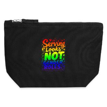 SERVING LOOKS, NOT GENDER ROLES - Canvas Zip Pouch 12 x 13 cm - black - Front