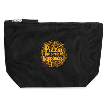 PIZZA : LE CERCLE DU BONHEUR - Pochette zippée en toile 12 x 13 cm - noir - Devant
