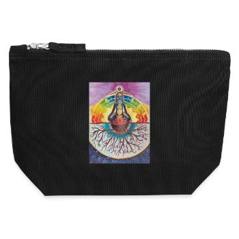 Spiritueller Meditationsbaum mit Chakras - Canvas Reißverschluss-Täschchen (12 x 13 cm) - Schwarz - Vorne