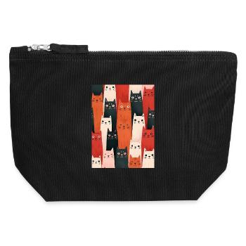 Colorful Cats Illustration - Canvas Zip Pouch 12 x 13 cm - black - Front