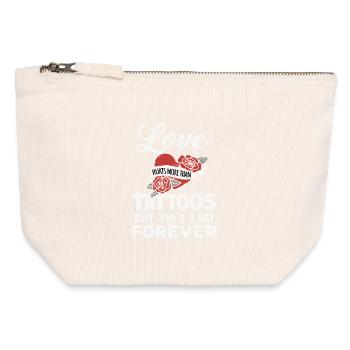 L’amour fait mal – Tatouage Lifestyle Dicton - Pochette zippée en toile 12 x 13 cm - blanc naturel - Devant