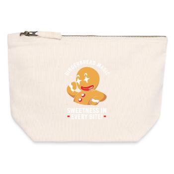 Bonhomme en pain d'épices Pain d'épices de Noël - Pochette zippée en toile 12 x 13 cm - blanc naturel - Devant