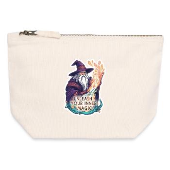Old Wizard Magician – Unleash Your Inner Magic - Canvas Zip Pouch 12 x 13 cm - nature - Front