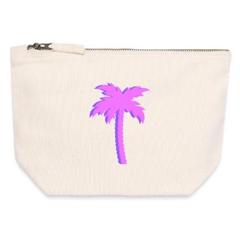 Dégradé de palmiers violets - Pochette zippée en toile 12 x 13 cm - blanc naturel - Devant