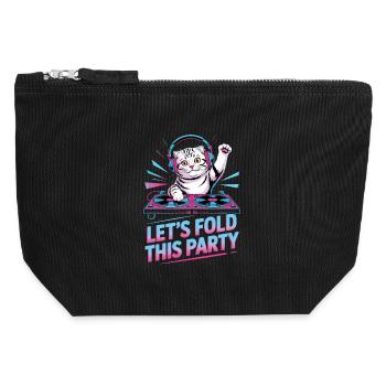 DJ Humor Tier Schottisch Fold Chat - Canvas Reißverschluss-Täschchen (12 x 13 cm) - Schwarz - Vorne