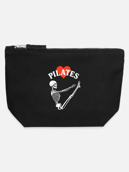 Pilates-Skelettherz - Canvas Reißverschluss-Täschchen (12 x 13 cm) - Schwarz