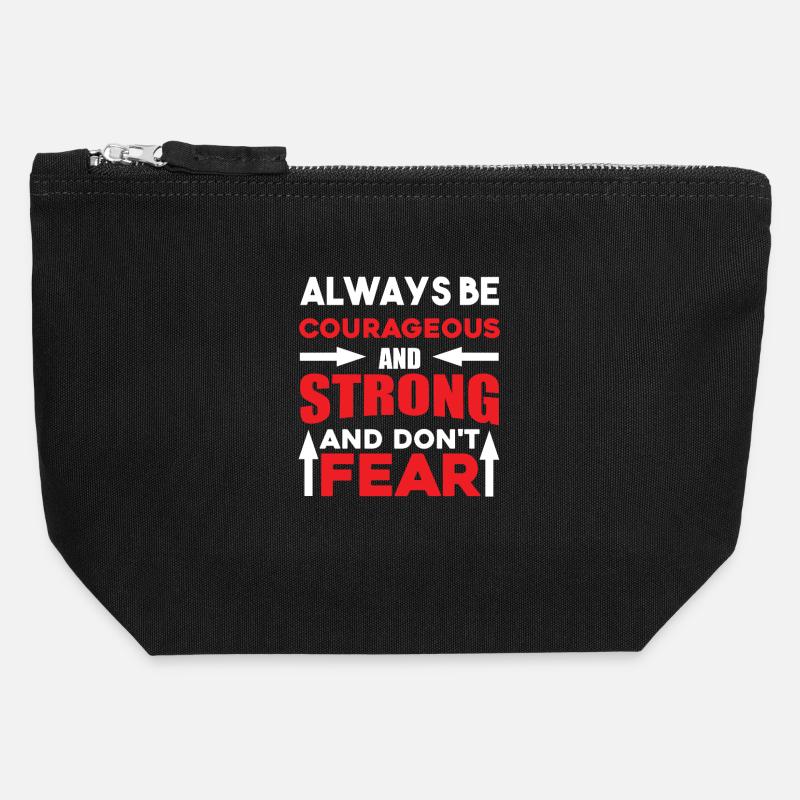 Always courageous strong - Canvas Zip Pouch 12 x 13 cm - black