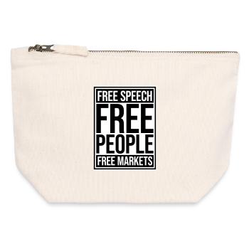 Marché de la liberté d’expression Peuple Libertarian Freedom Logo - Pochette zippée en toile 12 x 13 cm - blanc naturel - Devant