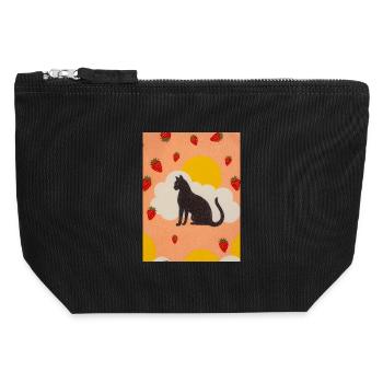Silhouette einer Wolkenkatze in der Erdbeersonne - Canvas Reißverschluss-Täschchen (12 x 13 cm) - Schwarz - Vorne