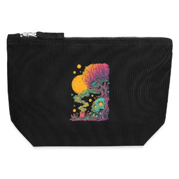 Psychedelischer Baumskull im Kosmos - Canvas Reißverschluss-Täschchen (12 x 13 cm) - Schwarz - Vorne