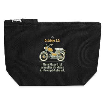 Ostalgie Moped. KI Prompt Spruch - Canvas Reißverschluss-Täschchen (12 x 13 cm) - Schwarz - Vorne