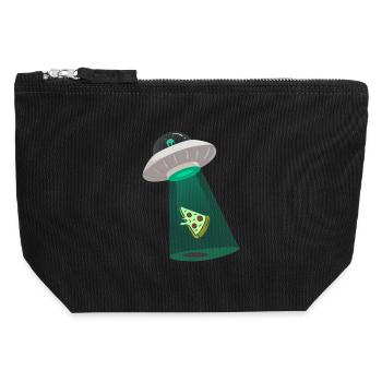 UFO Pizza Alien lustig Cartoon - Canvas Reißverschluss-Täschchen (12 x 13 cm) - Schwarz - Vorne